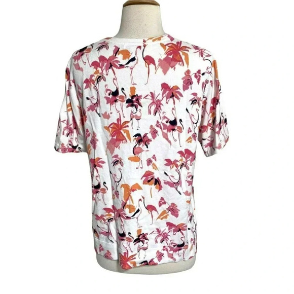 Charter Club woman 1X white short‎ sleeve cardigan w& pink flamingos & sequins - Picture 4 of 6